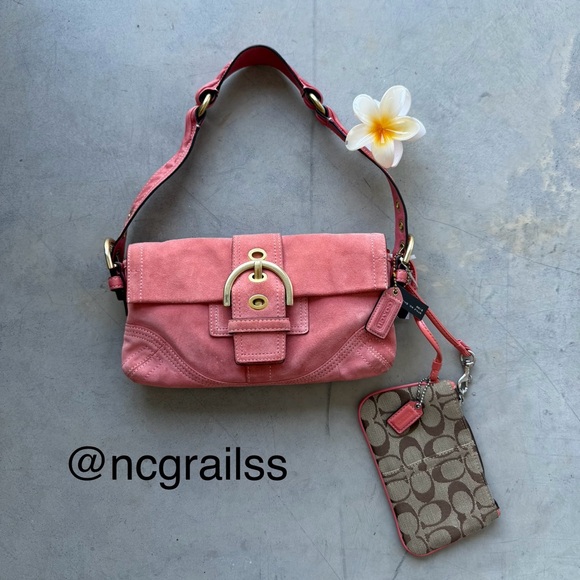 Vintage coach suede pink bag - Picture 1 of 6